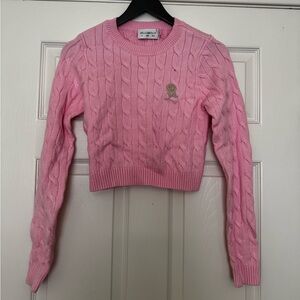 Hello Molly Blush Cable Knit Sweater